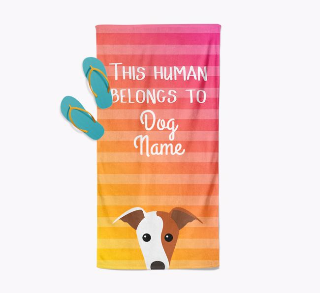 Personalised Pool Towel 'This Human Belongs To {dogsName}' with {breedFullName} Icon